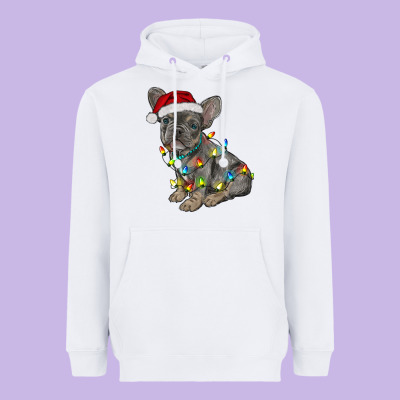 Christmas French Bulldog Heavyweight Hoodie Designed By Ranaportraitstore