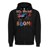 Black red white boom monster truck Zipper Hoodie - RanaPortraitStore