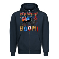 Navy red white boom monster truck Zipper Hoodie - RanaPortraitStore