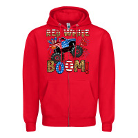 Red red white boom monster truck Zipper Hoodie - RanaPortraitStore