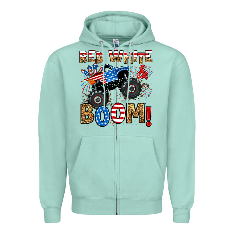 Red White Boom Monster Truck Zipper Hoodie by RanaPortraitStore | Teevron