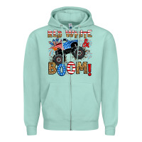 Seafoam red white boom monster truck Zipper Hoodie - RanaPortraitStore