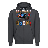 Smoke red white boom monster truck Zipper Hoodie - RanaPortraitStore