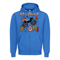 True Royal red white boom monster truck Zipper Hoodie - RanaPortraitStore