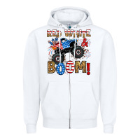 White red white boom monster truck Zipper Hoodie - RanaPortraitStore