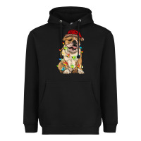 Black christmas bulldog Heavyweight Hoodie - RanaPortraitStore