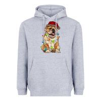 Heather Grey christmas bulldog Heavyweight Hoodie - RanaPortraitStore