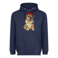 Navy christmas bulldog Heavyweight Hoodie - RanaPortraitStore