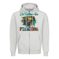 Dove Grey i'd rather be fishing Zipper Hoodie - RanaPortraitStore