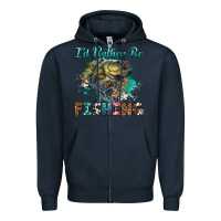 Navy i'd rather be fishing Zipper Hoodie - RanaPortraitStore