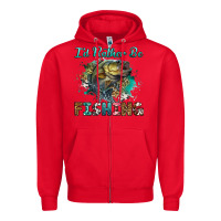 Red i'd rather be fishing Zipper Hoodie - RanaPortraitStore