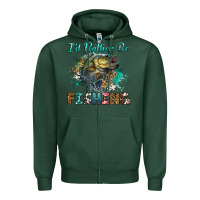 Sports Green i'd rather be fishing Zipper Hoodie - RanaPortraitStore