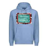 Colony Blue cowhide bandana wood background Premium Hoodie - AdoDesignShop