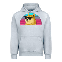 Heather Grey doge coin bitcoin hodl retro sunset Urban Hoodie - Jasminsmagicworld