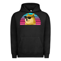 Pigment Black doge coin bitcoin hodl retro sunset Urban Hoodie - Jasminsmagicworld