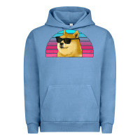 Pigment Pebble Blue doge coin bitcoin hodl retro sunset Urban Hoodie - Jasminsmagicworld