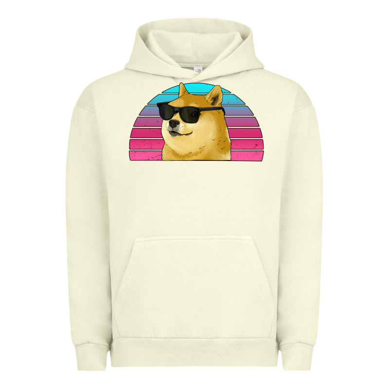 Doge Coin Bitcoin Hodl Retro Sunset Urban Hoodie by Jasminsmagicworld | Teevron
