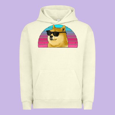 Doge Coin Bitcoin Hodl Retro Sunset Urban Hoodie Designed By Jasminsmagicworld