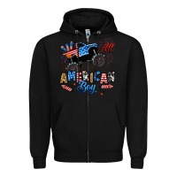 Black fourth of july monster truck all american boy Zipper Hoodie - RanaPortraitStore