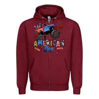 Burgundy fourth of july monster truck all american boy Zipper Hoodie - RanaPortraitStore
