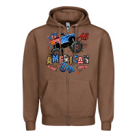 Chestnut fourth of july monster truck all american boy Zipper Hoodie - RanaPortraitStore