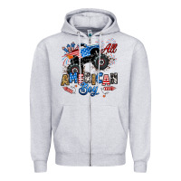 Heather Grey fourth of july monster truck all american boy Zipper Hoodie - RanaPortraitStore
