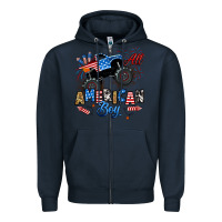Navy fourth of july monster truck all american boy Zipper Hoodie - RanaPortraitStore