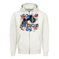 Oatmeal Heather fourth of july monster truck all american boy Zipper Hoodie - RanaPortraitStore