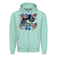 Seafoam fourth of july monster truck all american boy Zipper Hoodie - RanaPortraitStore