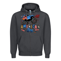 Smoke fourth of july monster truck all american boy Zipper Hoodie - RanaPortraitStore
