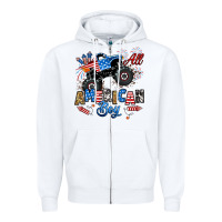 White fourth of july monster truck all american boy Zipper Hoodie - RanaPortraitStore