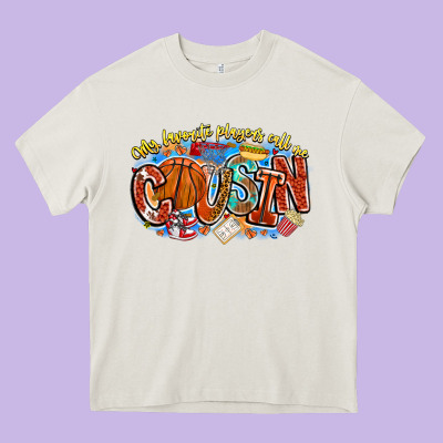 My Favorite Players Call Me Cousin Basketball Heavy Core Tee Designed By Cowhidedigitalart