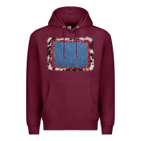 Burgundy cowhide bandana denim background Premium Hoodie - AdoDesignShop