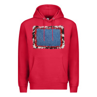 Cardinal cowhide bandana denim background Premium Hoodie - AdoDesignShop