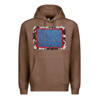 Chestnut cowhide bandana denim background Premium Hoodie - AdoDesignShop