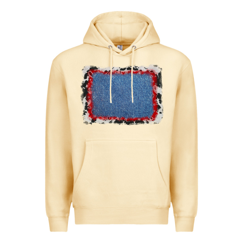 Cowhide Bandana Denim Background Premium Hoodie by AdoDesignShop | Teevron