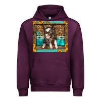 Mauve Wine Western Cute Pig Urban Hoodie - LillyAllenDesigns