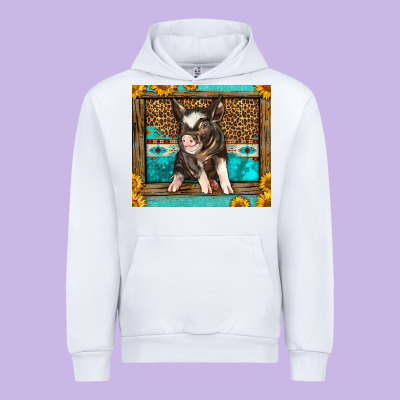 Western Cute Pig Urban Hoodie Designed By Lillyallendesigns