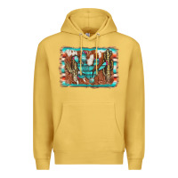 Antique Gold cactus cowhide serape Premium Hoodie - AdoDesignShop