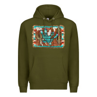 Army Green cactus cowhide serape Premium Hoodie - AdoDesignShop