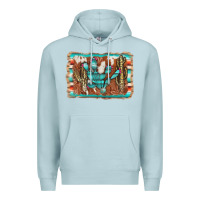 Blue Mist cactus cowhide serape Premium Hoodie - AdoDesignShop