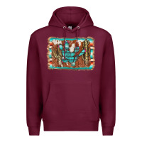 Burgundy cactus cowhide serape Premium Hoodie - AdoDesignShop