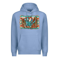 Colony Blue cactus cowhide serape Premium Hoodie - AdoDesignShop