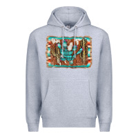 Heather Grey cactus cowhide serape Premium Hoodie - AdoDesignShop