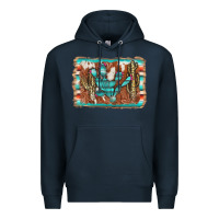 Navy cactus cowhide serape Premium Hoodie - AdoDesignShop