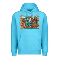 Ocean Blue cactus cowhide serape Premium Hoodie - AdoDesignShop