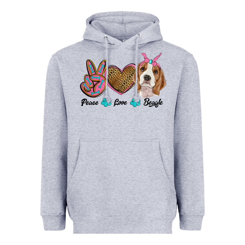 Peace Love Beagle Heavyweight Hoodie by RanaPortraitStore | Teevron
