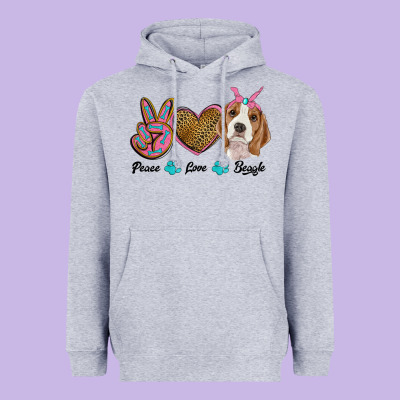 Peace Love Beagle Heavyweight Hoodie Designed By Ranaportraitstore