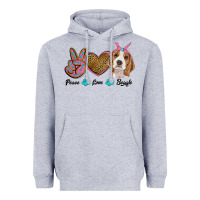 Heather Grey peace love beagle Heavyweight Hoodie - RanaPortraitStore
