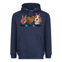Navy peace love beagle Heavyweight Hoodie - RanaPortraitStore